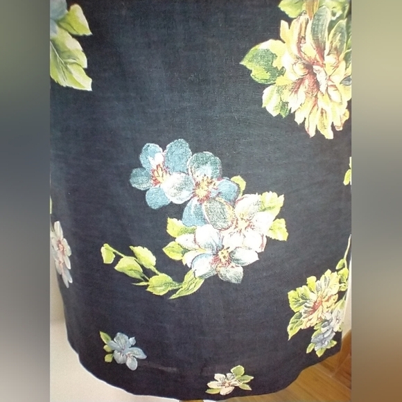 VINTAGE GEIGER FLORAL LINEN SKIRT - Picture 6 of 9